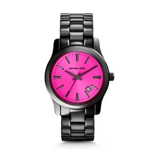 ▪️SOLD▪️Michael Kors Runway Fuschia & Onyx Watch